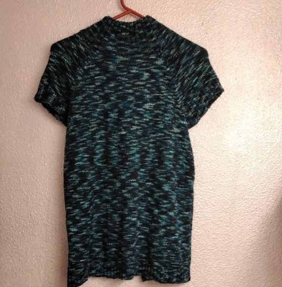 Erika Marled Blue Short Sleeve Cardigan    Size L - Picture 6 of 6